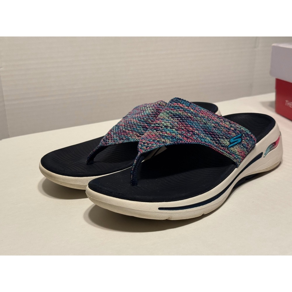Skechers Womens Arch Fit Sunshine Sandals 8 Navy Multi Knit Comfort 140272